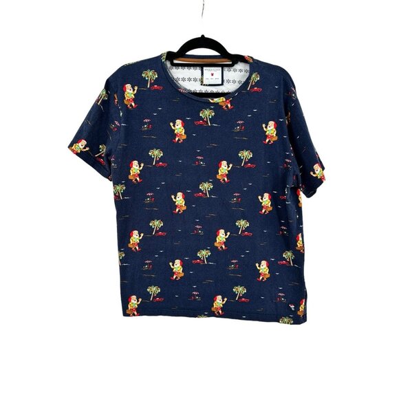 Denim & Flower Ricky Singh Santa Claus Hawaiian T-Shirt Mens Large Christmas - Picture 2 of 6
